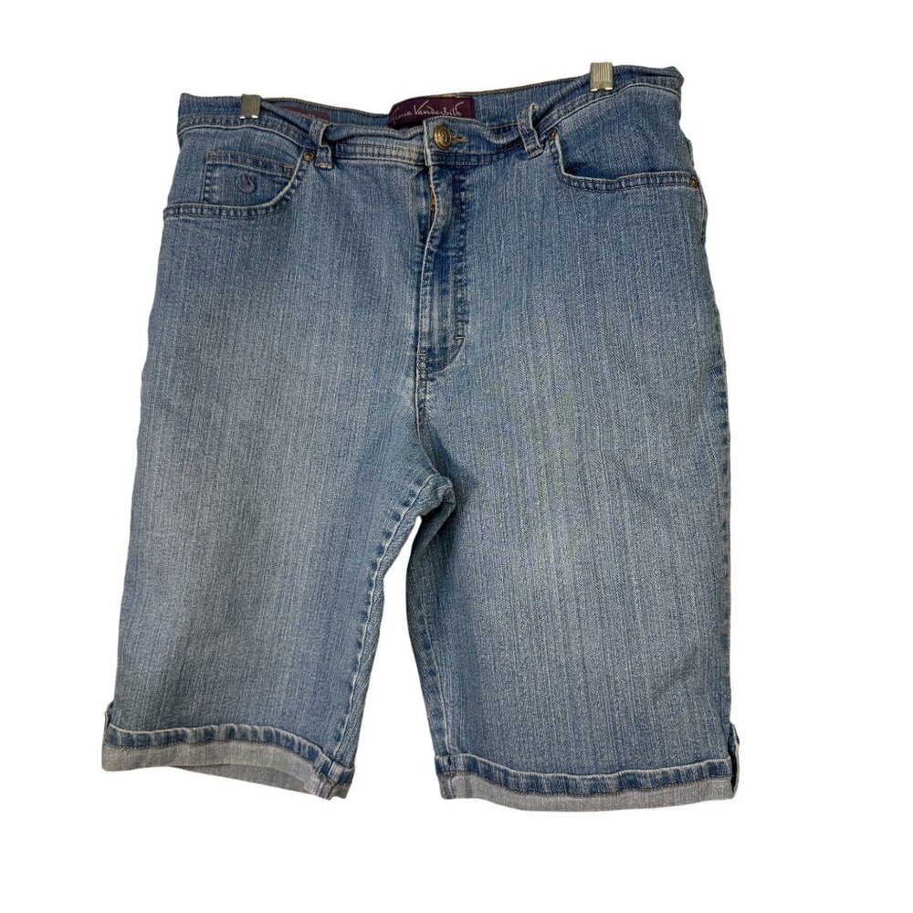 Gloria Vanderbilt Amanda Bermuda Denim Shorts Size 14 Light Wash Womens